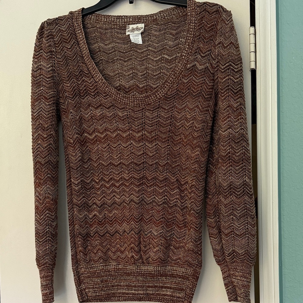 Daytrip Brown Chevron Knit Sweater